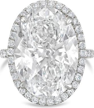 Diana M. Jewels 14kt white gold 2ct lab grown Oval Diamond Halo Pav&eacute; Ring