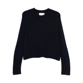 Lisa Yang Truien & Vesten, Dames, Blauw, S, Geribde trui met ronde hals