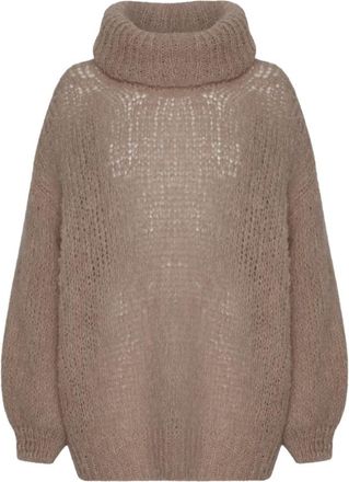 Americandreams Pepper Roll Neck Alpaca Pullover - Dames - Coltruien - Bruin - ONE Size - Wol - Truien & Vesten