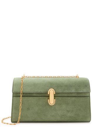 Savette Chain Symmetry Suede Pochette - Teal - One Size