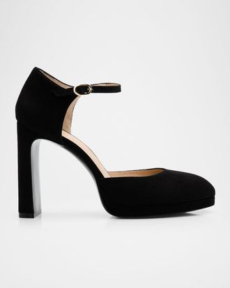 Stuart Weitzman 100mm Babette Suede Platform Pumps