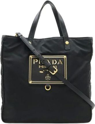 Prada Pre-owned Tote Bags, female, Black, Size: ONE SIZE Pre-owned Leather prada-bags