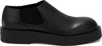 Jil Sander round-toe leather loafers - men - Rubber/Calf Leather/Sheepskin - 43 - Black
