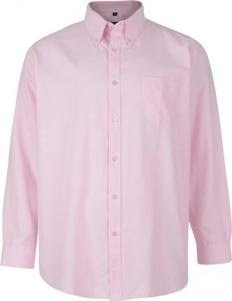 KAM Jeanswear Mens Oxford Classic Long Sleeve Shirt-Pink-2XL