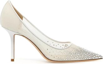 Jimmy Choo London Crystal Mesh Love Pumps - Dames - Pumps - Wit - 39 EU - Schoenen