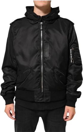 Dolce & Gabbana Hooded Full Zip Bomber Jacket - Heren - Zomerjassen - Zwart - XL - Katoen - Jassen