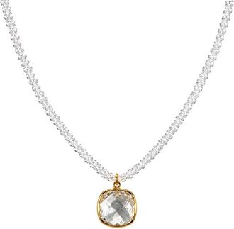 Jewelmak 14K White Topaz Necklace
