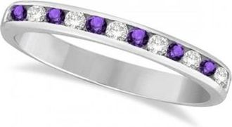 Allurez Amethyst & Diamond Semi-Eternity Channel Ring 14k White Gold (0.40ct)