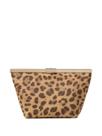 Jimmy Choo London Clutch Ganache con stampa leopardata e catena - Toni neutri