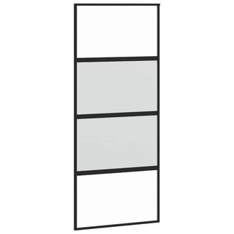 Berkfield Home Sliding Door Black 90x205 cm Tempered Glass & Aluminium
