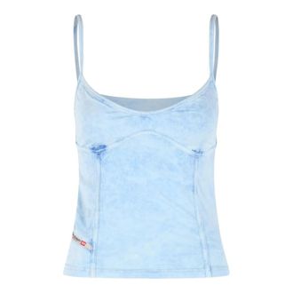 Diesel Sleeveless Tops, female, Blue, Size: XS Fitted Top with Thin Straps