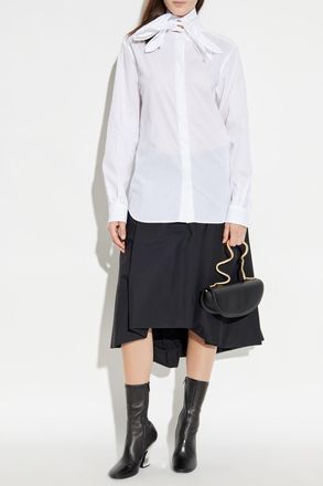 Moschino Blouse With Decorative Tie At The Neckline, Womens, White