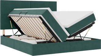 vidaXL Cama Con Almacenamiento Verde Oscuro 180 X 200 Cm Terciopelo Vidaxl
