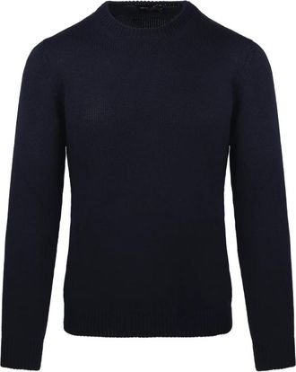 Roberto Collina Navy Ronde Hals Sweater - Heren - Ronde hals truien - Blauw - 2XL - Wol - Truien & Vesten