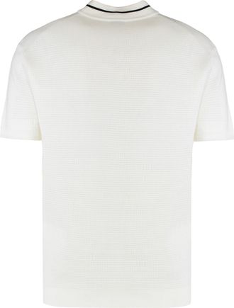 HUGO BOSS Mens Cotton Blend Polo With Zipper Collar White Lyocell Shirts T-shirts And Polos