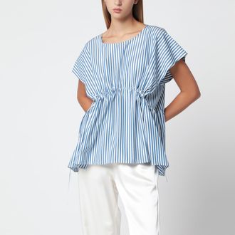 Max Mara Blusa in popeline di cotone bluette