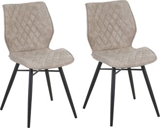 Beliani Beliani - Juego De 2 Sillas De Comedor Tapicer&iacute;a De Tela Beige Patas Negras Estilo Retro R&uacute;stico Lisle