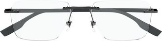 Montblanc MB0185O003 Rectangle Rimless Metal Eyeglasses - Gray