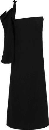 Ferragamo Womens One-Shoulder Midi Dress In Black