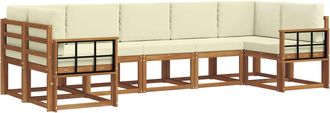 vidaXL Conjunto De Sof&aacute;s De Exterior 7 Uds. Natural Y Crema Vidaxl