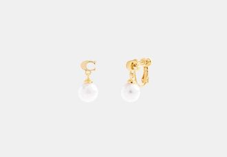 Coach Signature Pearl Drop Clip-On Earrings