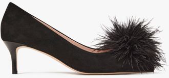 Kate Spade New York Womens Zoey Pom Pom Suede Kitten Heel - Black - Size UK 8.5