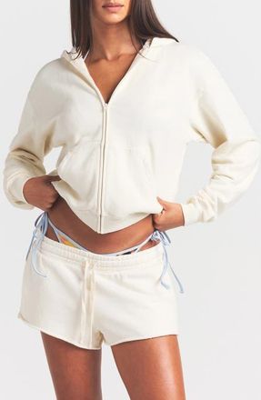 SKIMS French Terry Zip Up Hoodie in Ecru at Nordstrom, Size Xx-Small