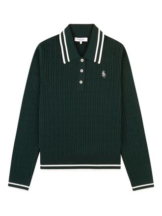 Sporty & Rich cable-knit striped polo shirt - Green