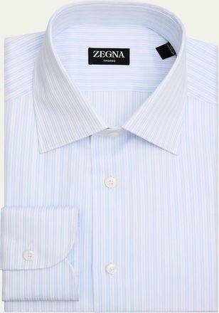 Ermenegildo Zegna Mens Striped Trofeo Cotton Dress Shirt