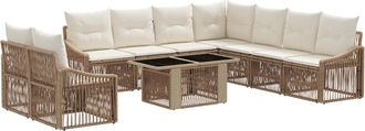 vidaXL Conjunto De Sof&aacute;s De Jard&iacute;n 10 Uds. Beige Y Blanco Crema Vidaxl