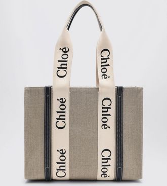 Chlo&eacute; Borsa Woody Medium Chlo&eacute; in canvas di cotone