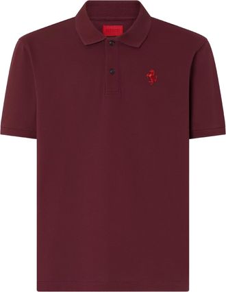 Ferrari Burgundy Prancing Horse Cotton Piqu&eacute; Polo Shirt