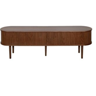 Miliboo Mueble Tv De Nogal Oscuro Con Almacenaje Y 2 Puertas Correderas 180 Cm Epic