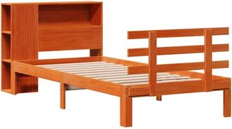 vidaXL Cama Con Estanter&iacute;a Sin Colch&oacute;n Madera Maciza Marr&oacute;n 75x190 Cm Vidaxl