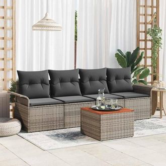 vidaXL Vidaxl - Set Divano Da Giardino Con Cuscino 5 Pcs Grigio 55 X 55 X 37 Cm