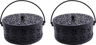 OEM 2 Unidades De Mosquitera Con Soporte Hueco De Metal Estilo N&oacute;rdico Retro Para Quemador De Serpent&iacute;n Floral (negro)