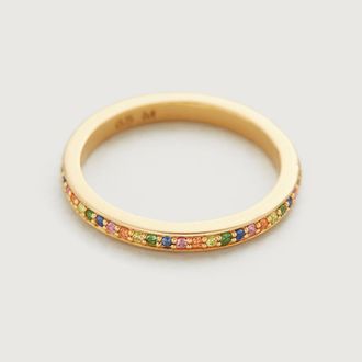 Monica Vinader Gold Multi Gemstone Eternity Ring 2mm Sapphire Mix