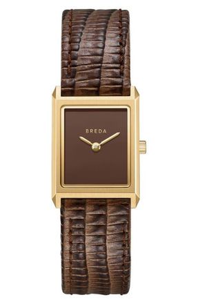 Breda Small Leather Strap Two-Tone Tank Watch, 20mm x 26mm in Gold at Nordstrom