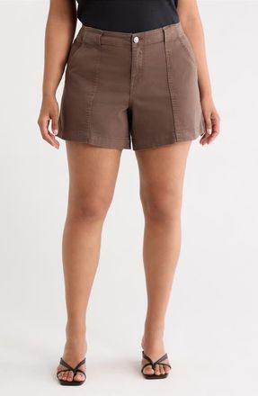 Kut from the Kloth Jane High Waist Denim Utility Shorts in Chocolate at Nordstrom, Size 20W