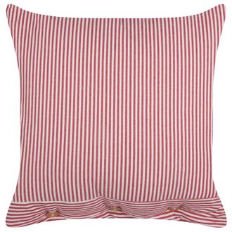 Beliani Beliani - Coj&iacute;n Decorativo De Estilo Retro Fabricado En Algod&oacute;n Con Patr&oacute;n De Rayas Cuadrado En Color Rojo Y Blanco 45 X 45 Cm Aalita