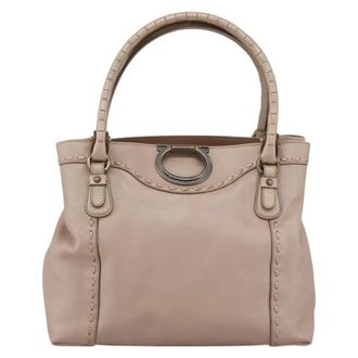 Ferragamo Gancini Leather Beige Leather Handbag (Pre-Owned)