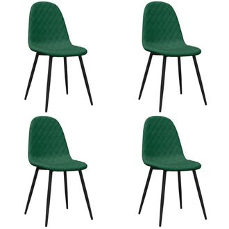 vidaXL Sedie Da Pranzo 4 Pz Verde Scuro In Velluto - Vidaxl