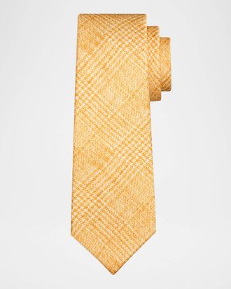Kiton Men & apos;s Glen Plaid Silk 7-Fold Tie