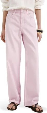 Mango Low Rise Straight Leg Jeans in Pink at Nordstrom, Size 2