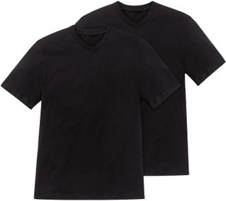 Schiesser V-Shirt SCHIESSER Essentials, Herren, Gr. XXL, schwarz, Single Jersey, Obermaterial: 100% Baumwolle, unifarben, regular fit h&uuml;ftbedeckend, V-Ausschnit