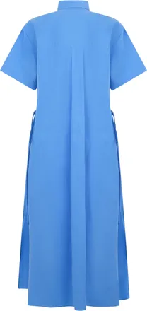 Polo Ralph Lauren Womens Midi Dress With Drawstring Southport Blue Cotton