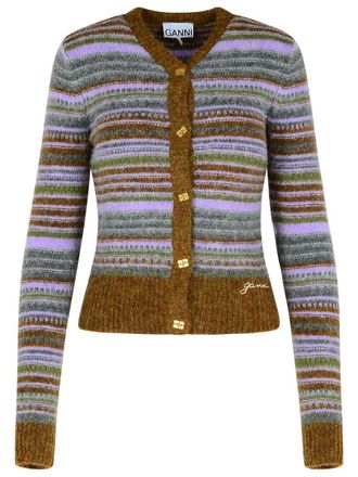 Ganni Green Alpaca Blend Cardigan