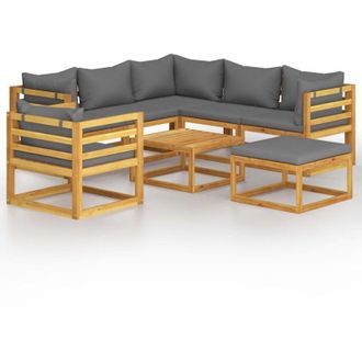 vidaXL Muebles De Jard&iacute;n 8 Pzas Cojines Madera Maciza De Acacia Vidaxl