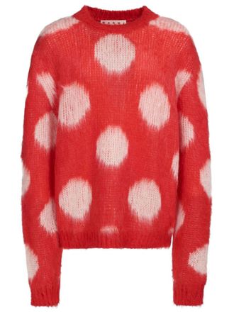 Marni polka-dot intarsia jumper - men - Acetate/Polyamide/Mohair - 52 - Red