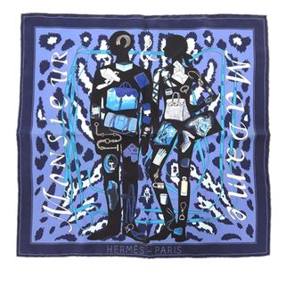 Herm&egrave;s Blue Monsieur Et Madame Silk Scarf